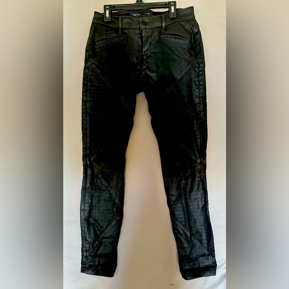 Shiny black very stretchy guess jeans great condition size 29